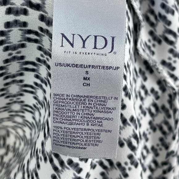 NYDJ Womens Small Printed Blouse 3/4 Sleeve Shirt Pleated Back Top - Picture 4 of 9